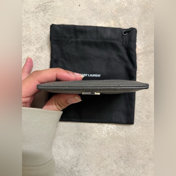 saint laurent Monogram Leather Credit Card Case in storm - Picture 13 of 16